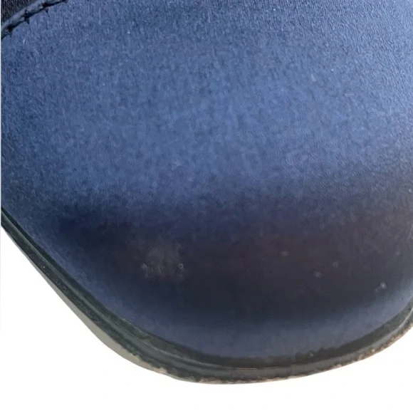 CHANEL Navy Satin Cap Toe Ankle Strap CC Flats 38.5EU - Picture 13 of 16